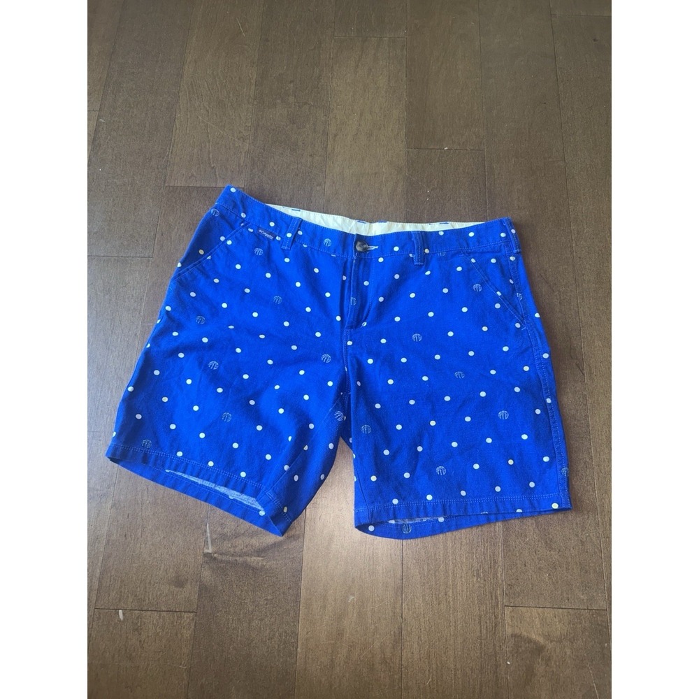 Columbia Pfg Shorts Size 12 Womens Blue Printed Golf 7" Inseam Flat Front Chino